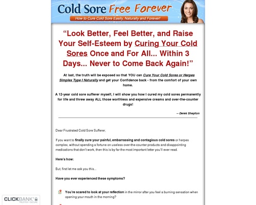 Cold Sore Free Forever – How to Cure Cold Sore Easily, Naturally and Forever!