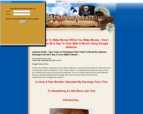 Adsense Pirate – From $8 A Day To $800+ A Month