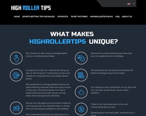 High Roller Sports Betting Tips - Sports betting tips, football betting tips, high odds football tips, high odds soccer tips for high rollers, high-stake players and big stakers.