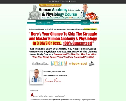 UPDATED! Human Anatomy & Physiology Course – $55.81 Per Sale!